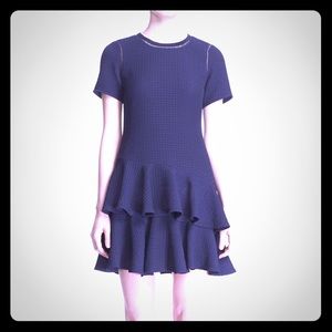 Rebecca Taylor Pucker Jacquard Dress Navy
